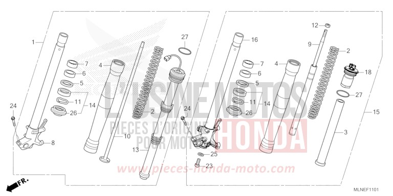 FOURCHETTE AVANT (2) de Africa Twin MAT IRIDIUM GRAY METALLIC (NHC64) 2025